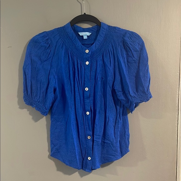 Draper James‎ Blue Puff Sleeve Button Down Shirt - Picture 1 of 5